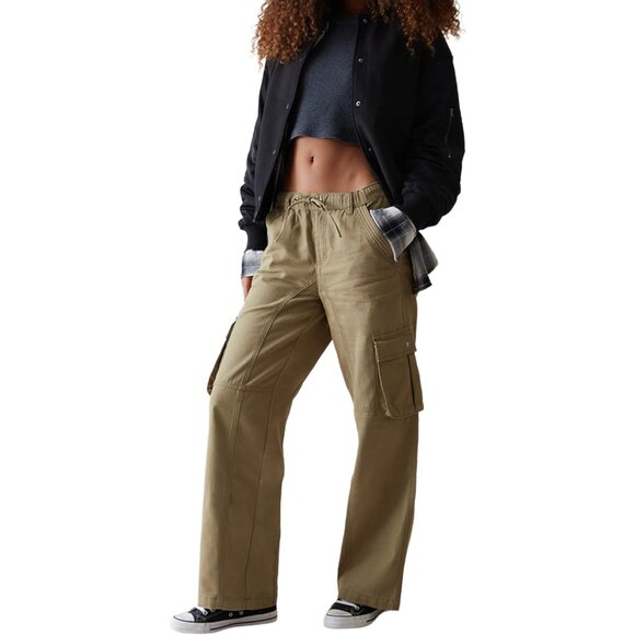 Pacsun Olive Drawstring Waist Baggy Cargo Pants Small EUC - Picture 2 of 10